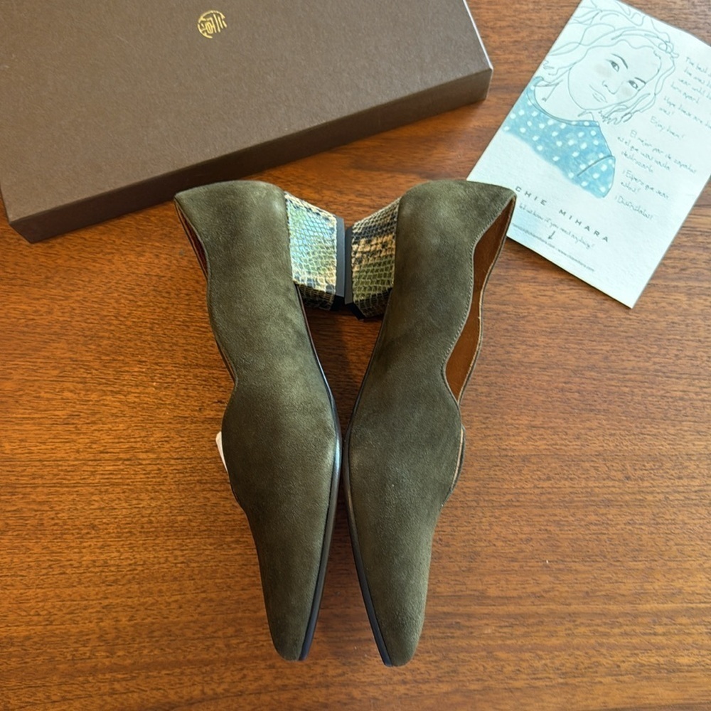 nib Chie Mihara “Rocal” Suede Low Heeled Loafers – in Olive Green size 9.5 - Picture 4 of 8